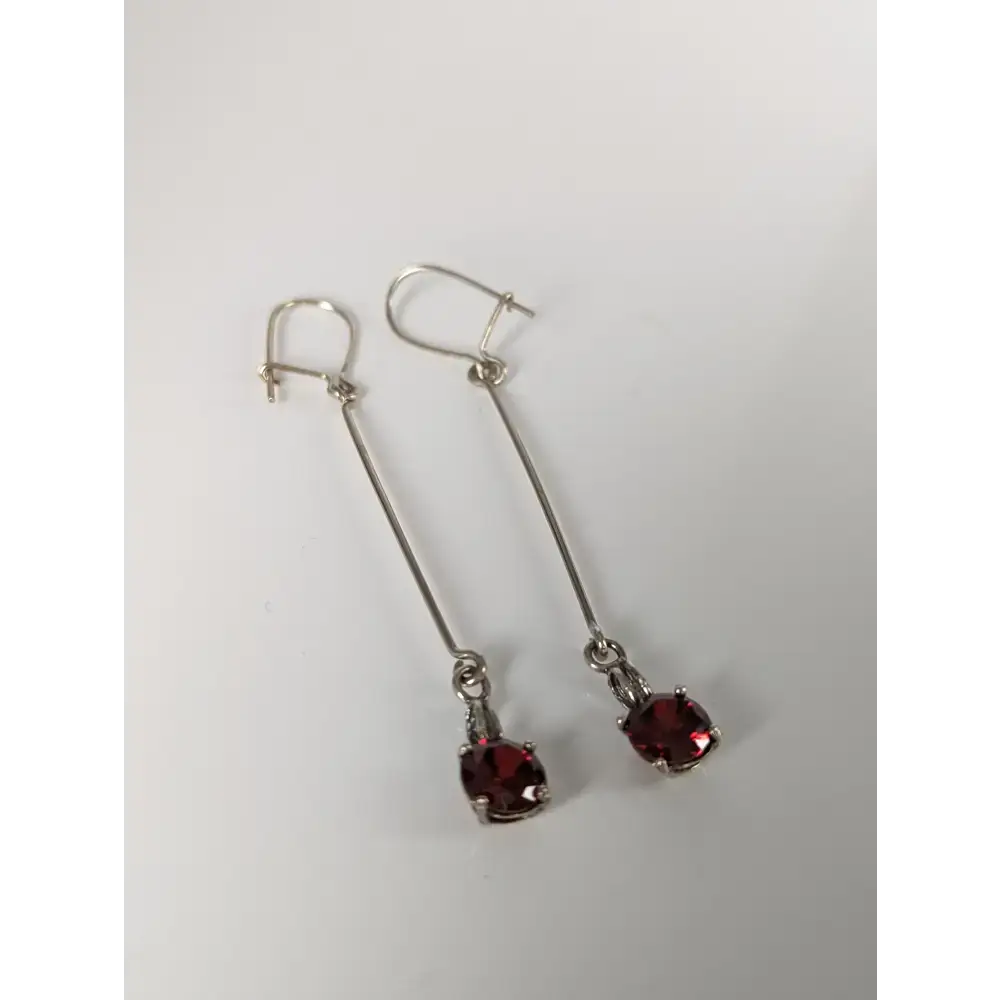 Silver Steed Red Crystal Dropped Earrings Earrings