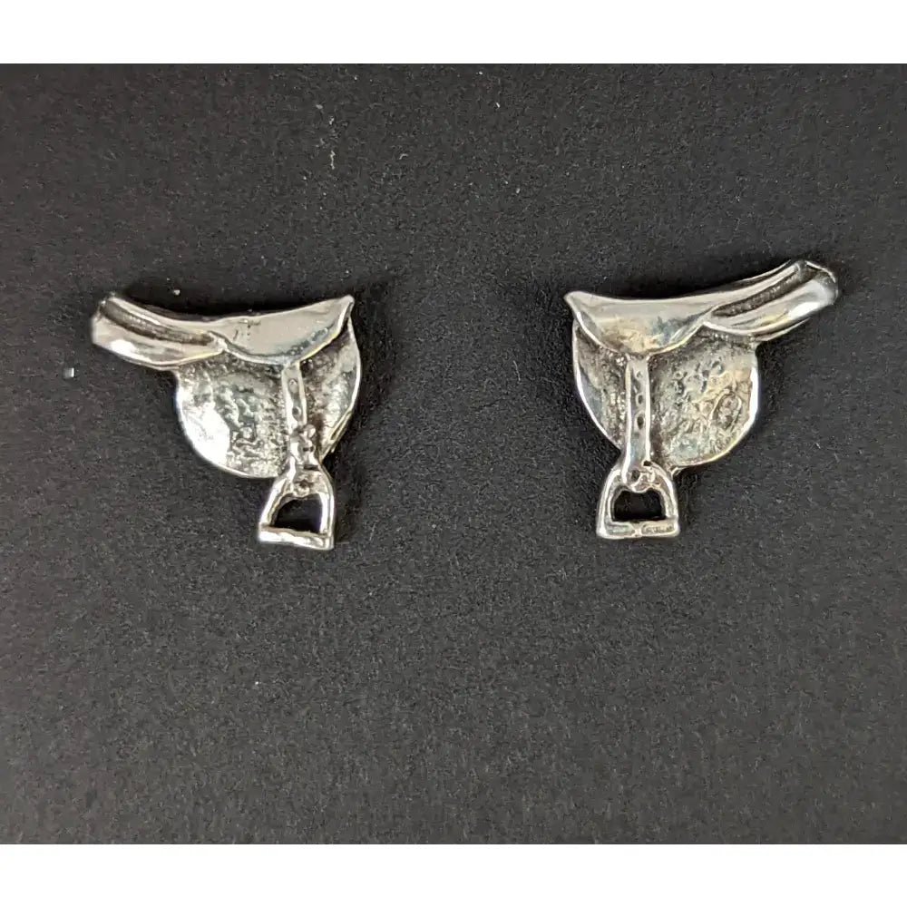 Silver steed earrings silver saddle studs with polished metallic finish and detailed craftsmanship in saddle stud earrings