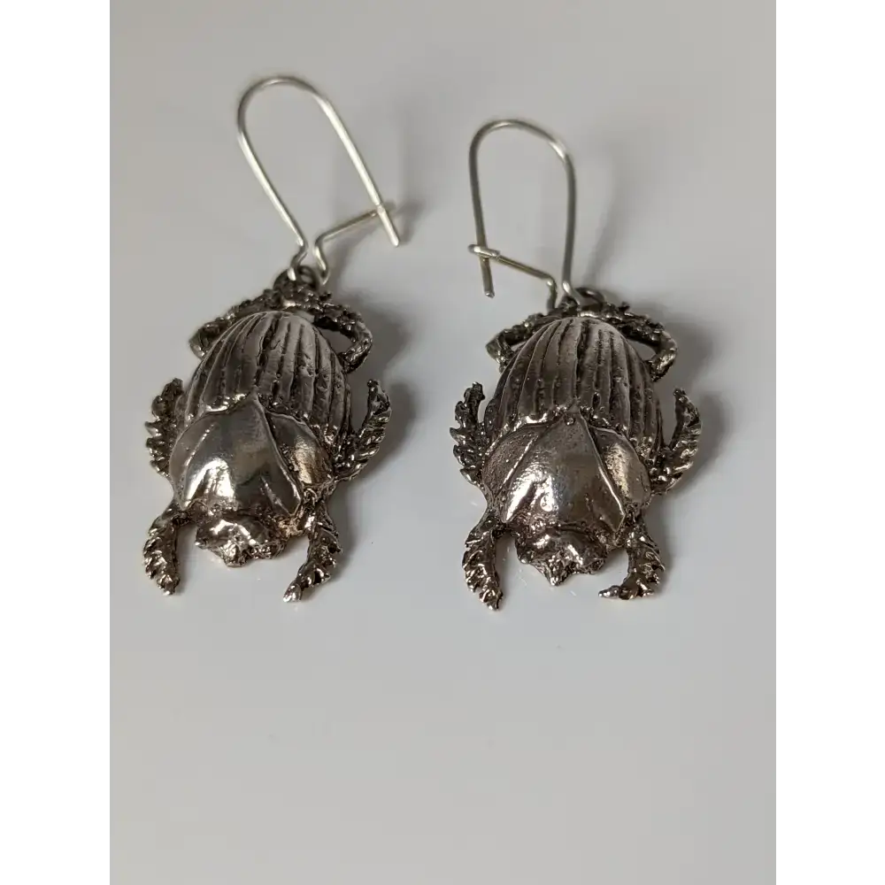 Silver Steed Scarab Dropped Earrings Earrings
