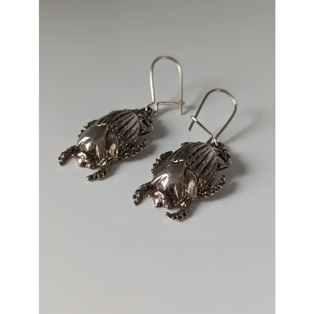 Silver Steed Scarab Dropped Earrings Earrings