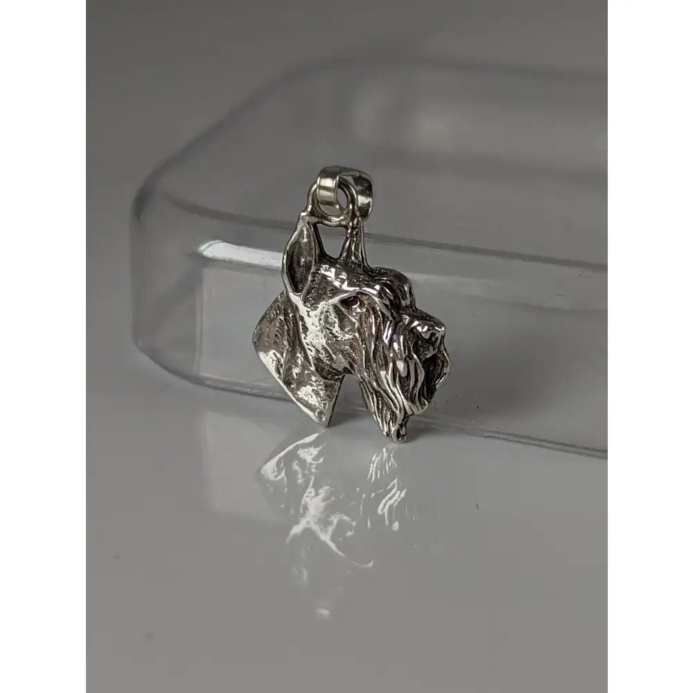 Silver steed schnauzer head silver pendant with high-polished chain featuring detailed great dane head in silver