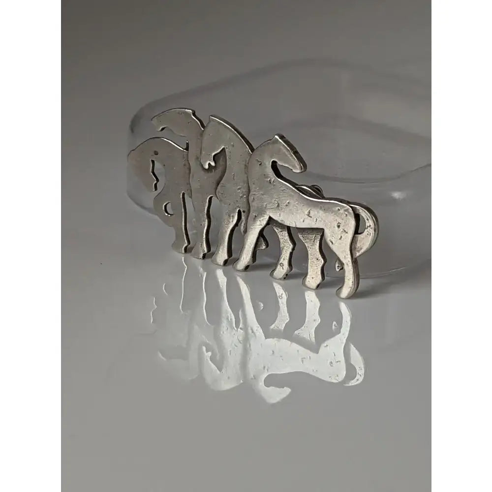 Silver steed signature silver horse brooch with textured rustic finish perfect as a herd silver brooch or stock tie pin
