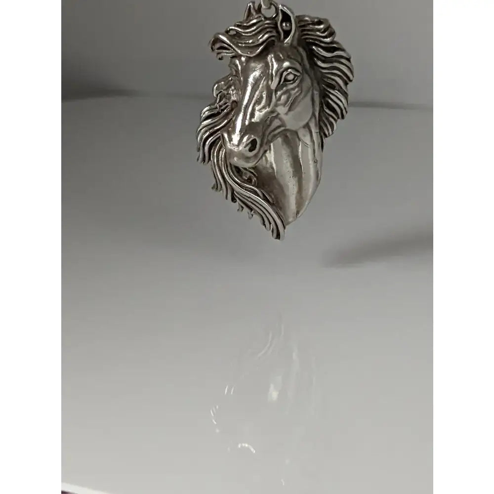 Silver steed signature horse head pendant in silver with detailed mane and facial features for horse head pendant fans