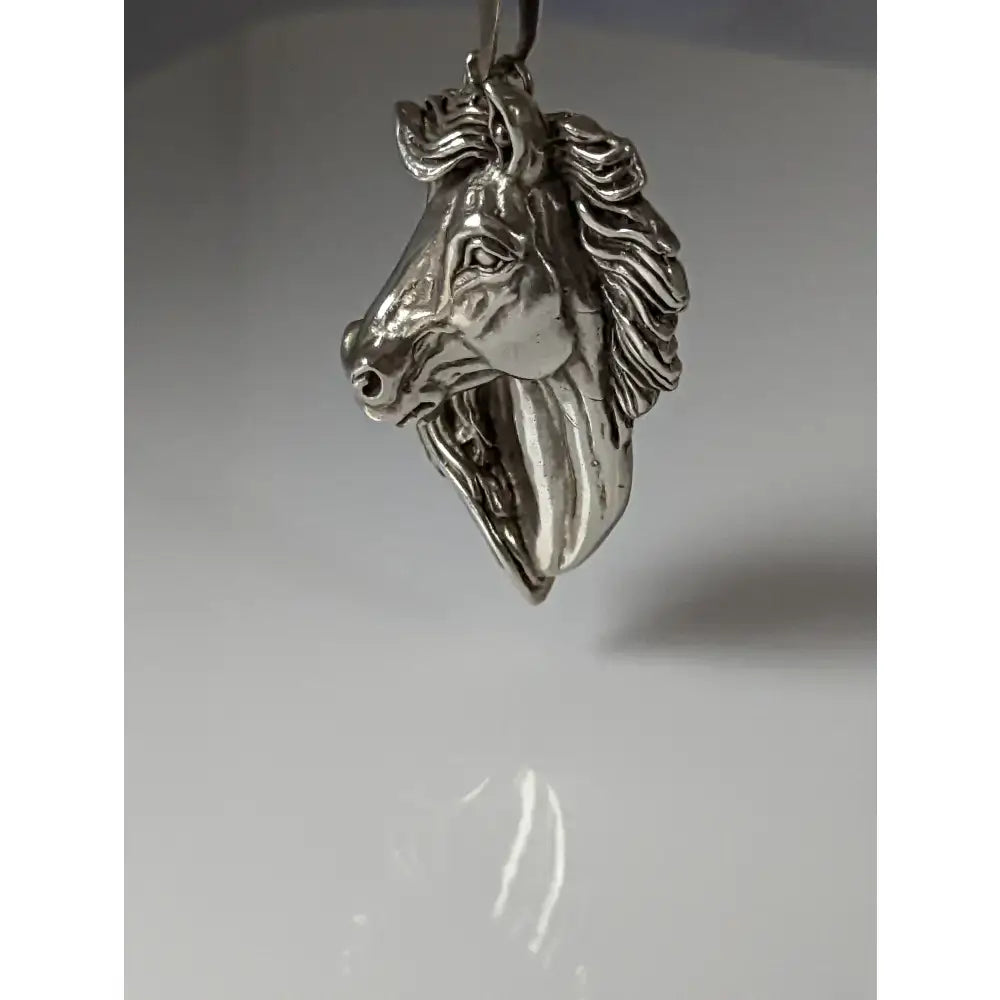 Silver steed signature horse head pendant in silver with detailed mane and facial features horse head pendant