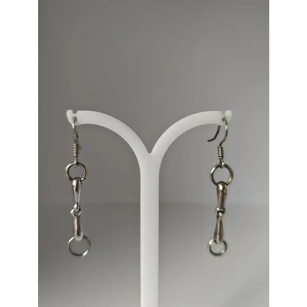 Silver Steed Snaffle Bit Long Dropped Earrings Earrings