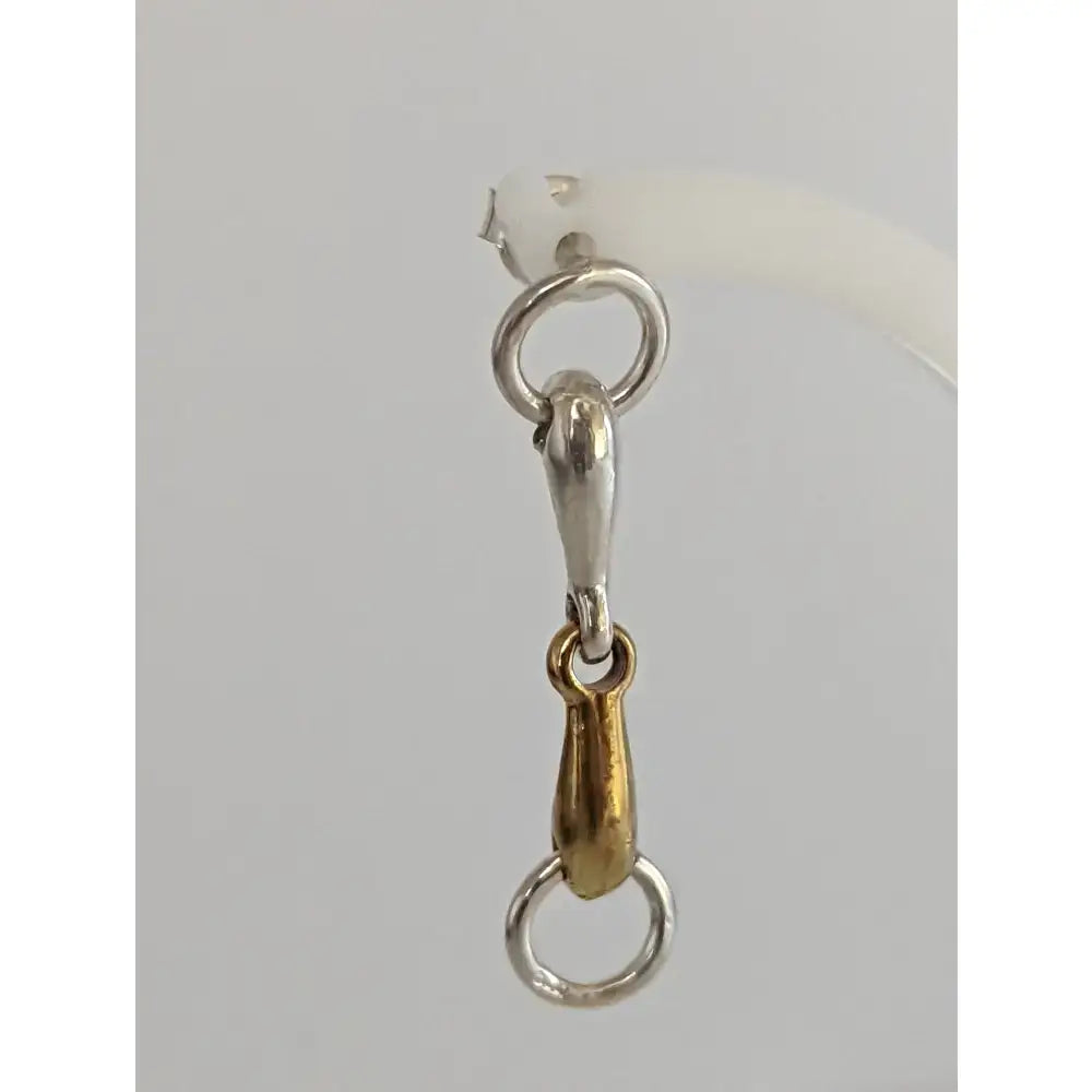 Silver steed snaffle gold and silver horsebit style clasp with polished metal finish on snaffle bit stud earrings