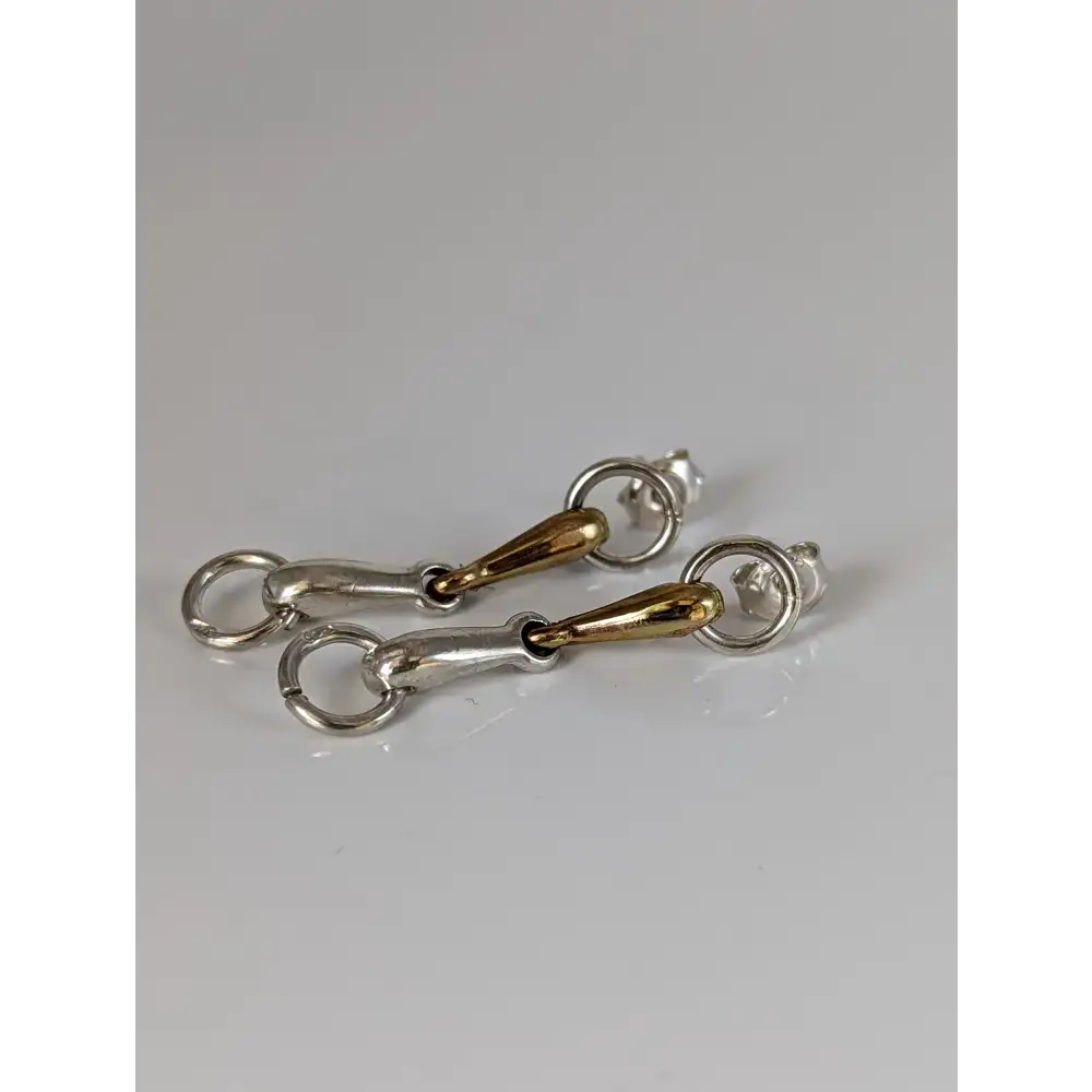 Silver Steed Snaffle Bit Stud Earrings Two tone (brass and silver) version Earrings