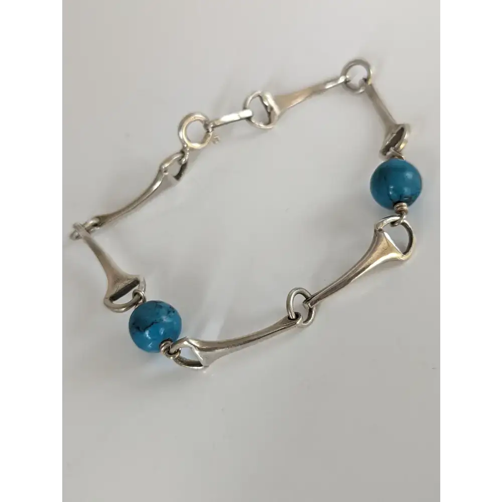 Silver Steed Snaffle Bracelet with Turquoise Beads Bracelet Bracelets