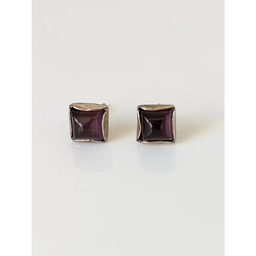 Silver Steed Square Coloured Stud Earrings Blue Earrings