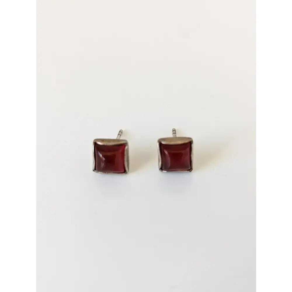 Silver Steed Square Coloured Stud Earrings Blue Earrings