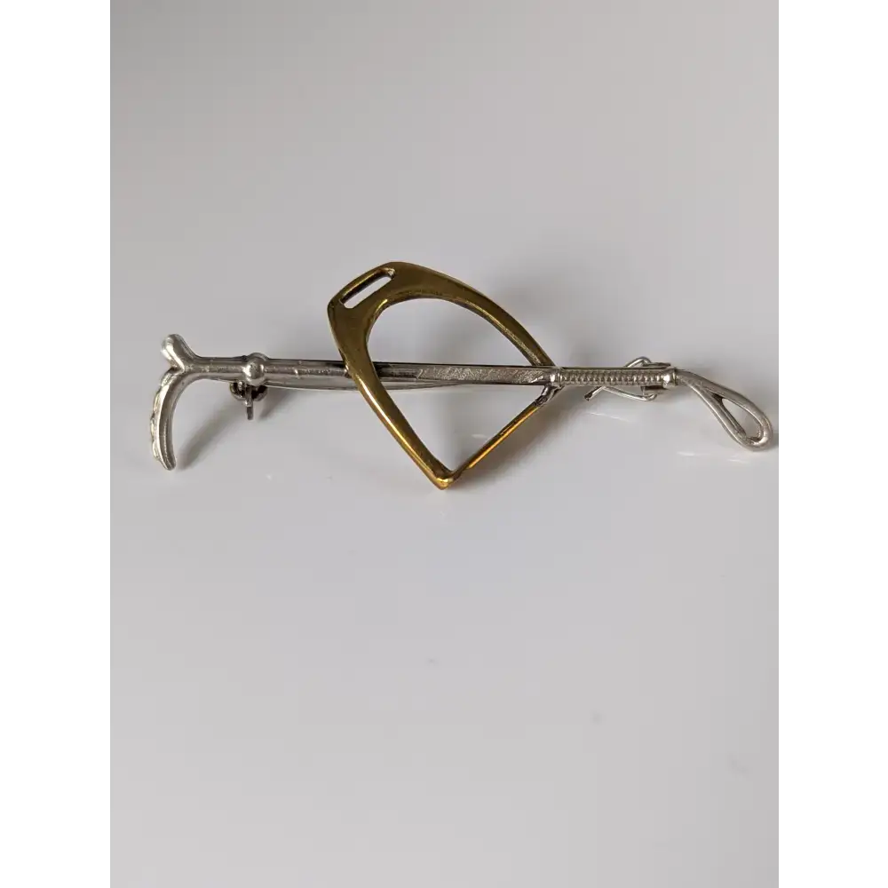 Silver Steed Stirrup & Cane Brooch / Stock Tie Pin Left Brooches
