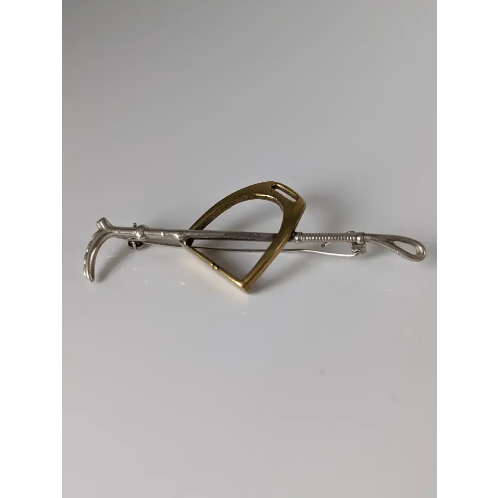Silver Steed Stirrup & Cane Brooch / Stock Tie Pin Left Brooches
