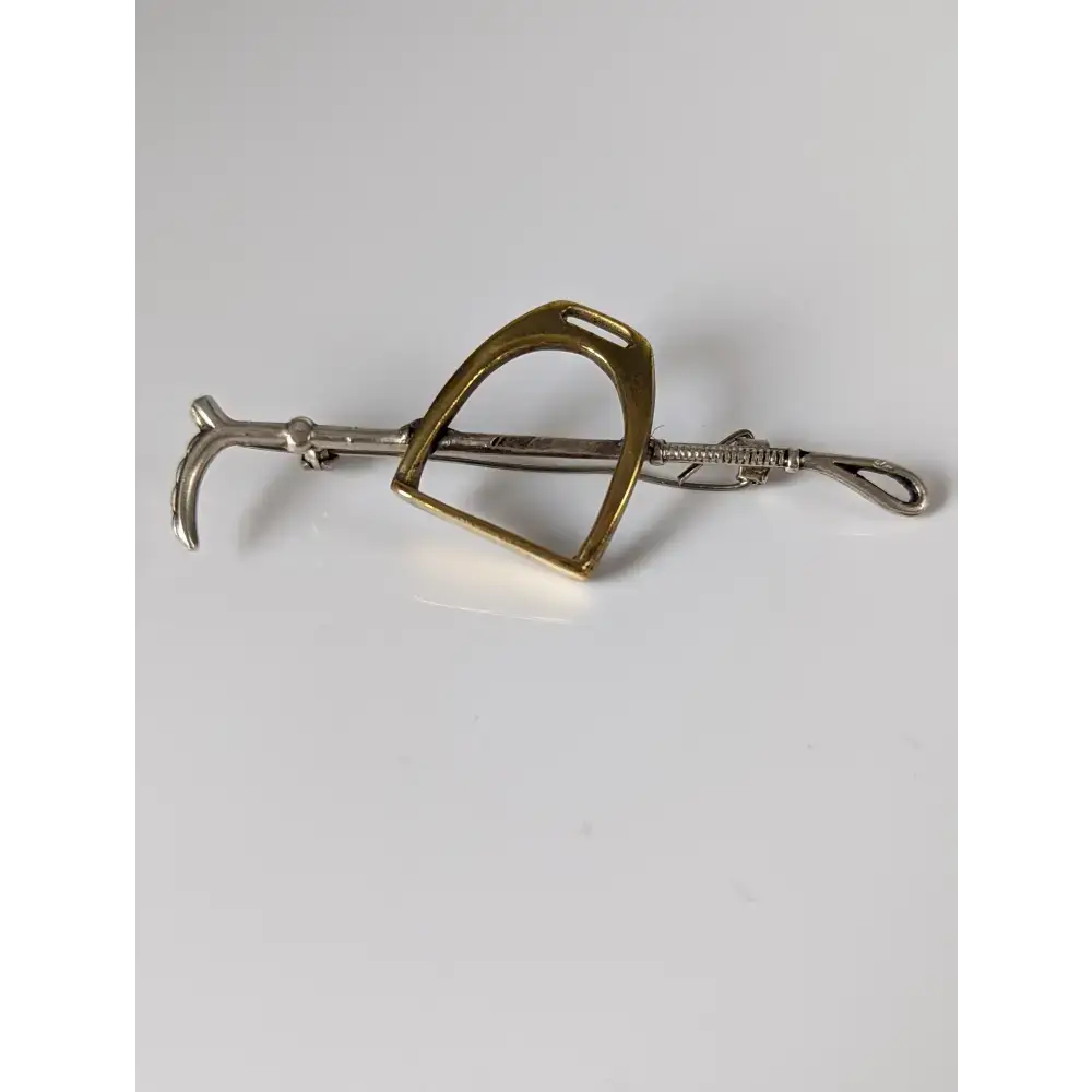 Silver Steed Stirrup & Cane Brooch / Stock Tie Pin Left Brooches