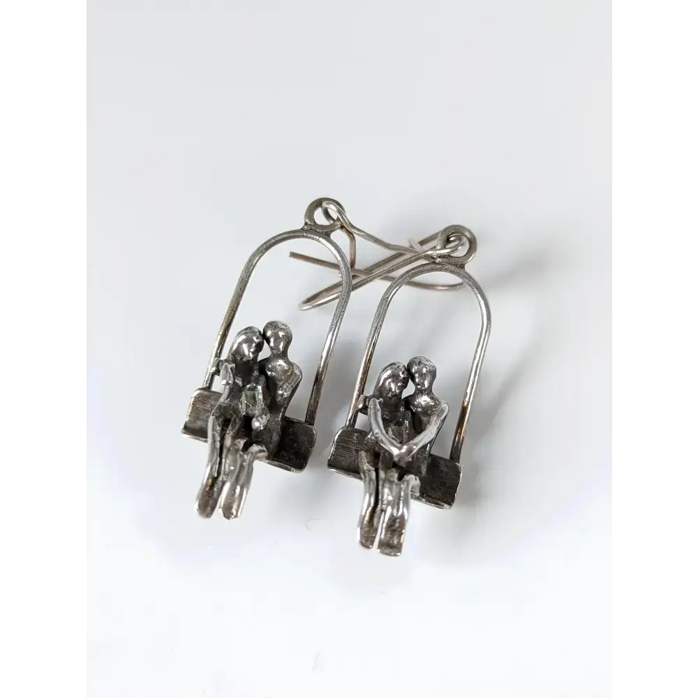 Silver Steed Swing Seat Loved Up Couple Dropped Earrings Earrings