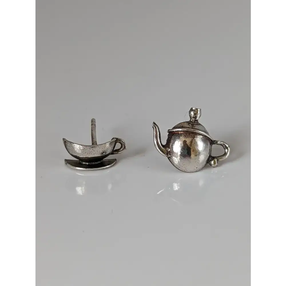 Silver Steed Tea Set Stud Earrings Earrings