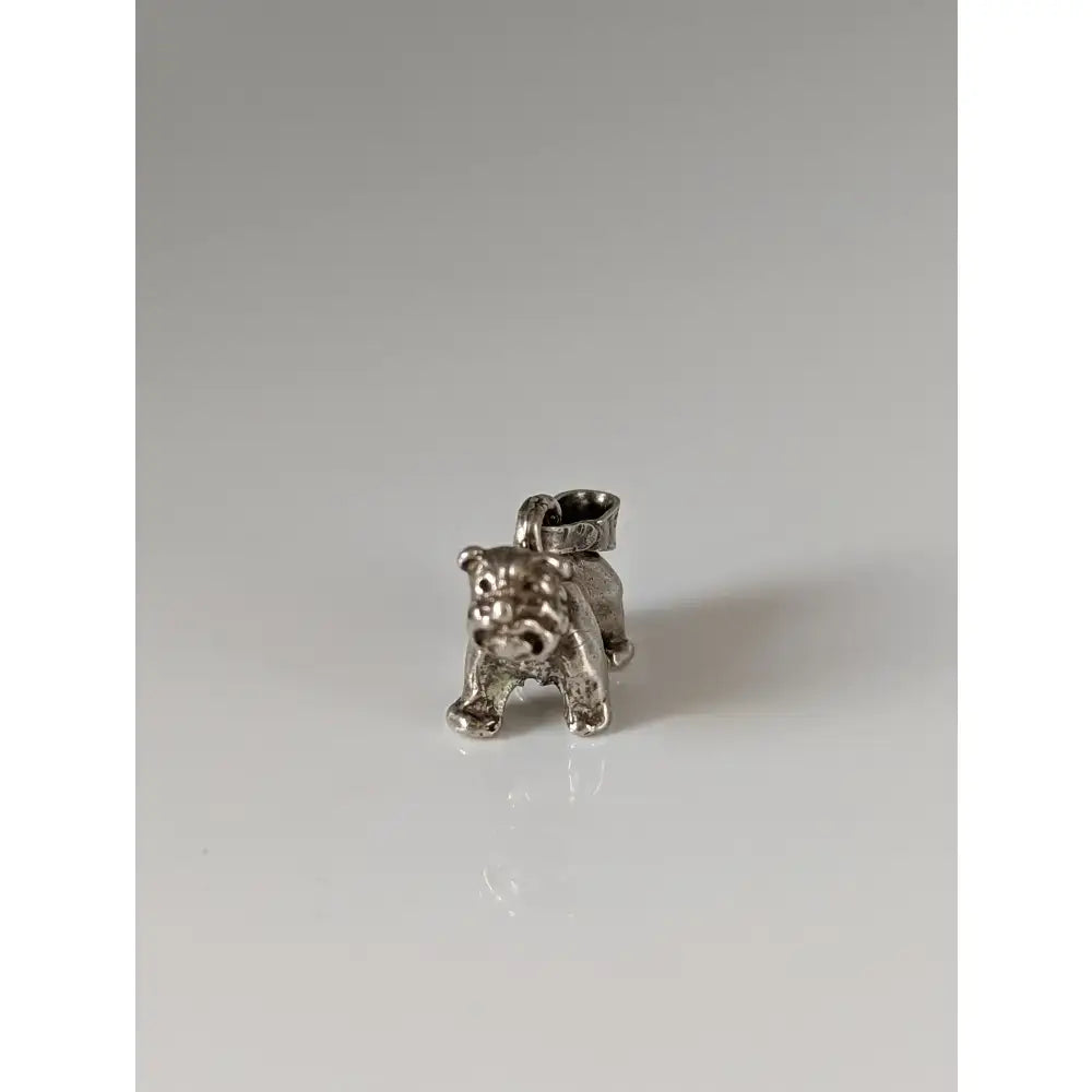 Silver steed terrier silver pendant featuring a detailed silver bulldog charm with textured metal surface