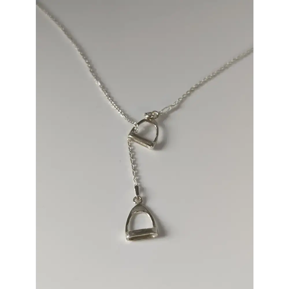 Silver Steed Thread Through Double Stirrup Silver Necklace Pendant