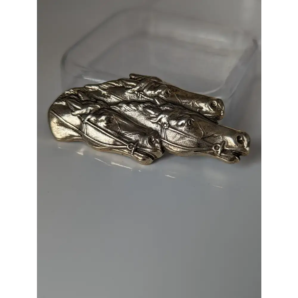 Silver Steed Three Head Racing Thoroughbreds Brooch / Stock Tie Pin Brooches
