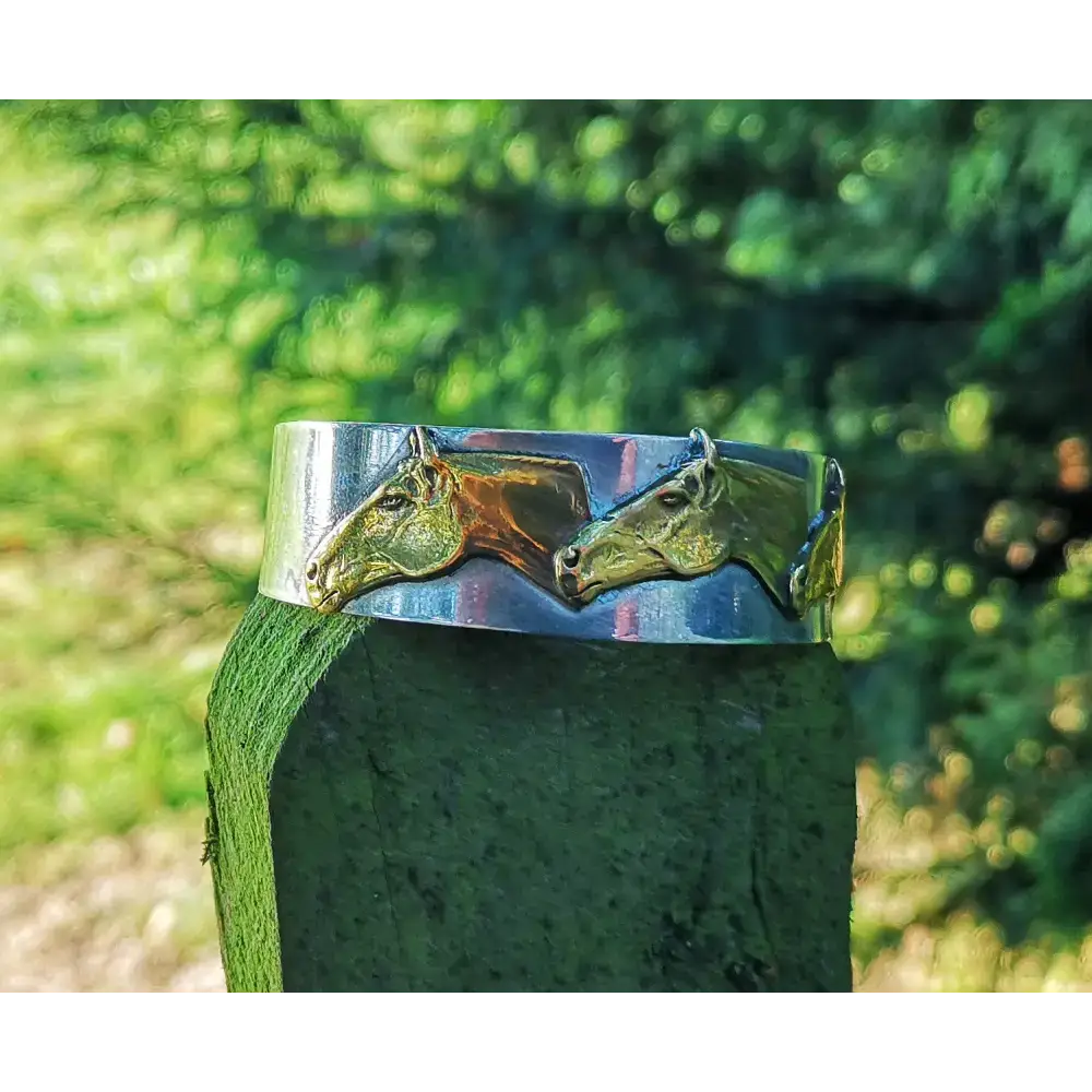 Silver Steed Three horses heads bangle All silver version Bangle