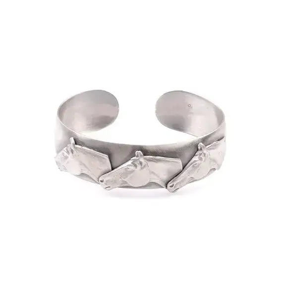 Silver Steed Three horses heads bangle All silver version Bangle