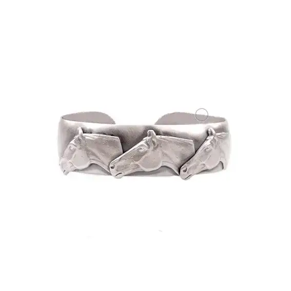 Silver Steed Three horses heads bangle All silver version Bangle
