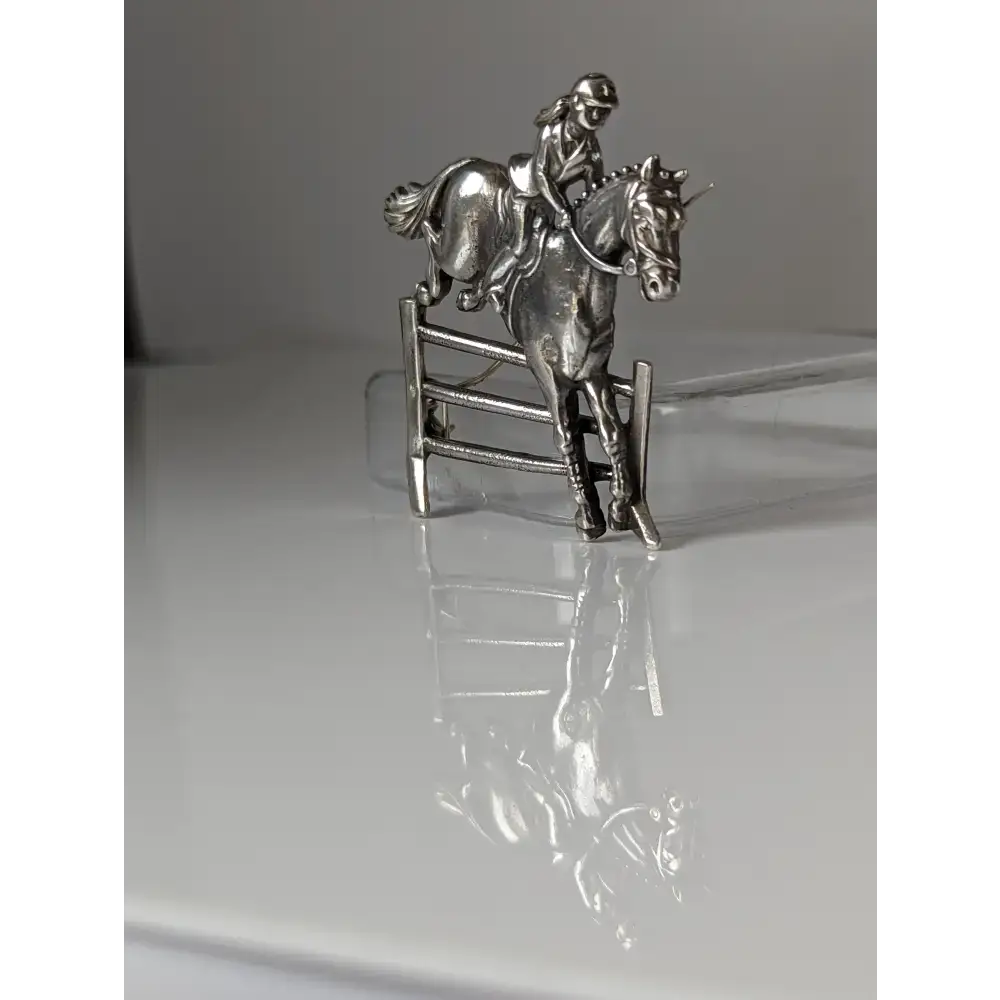 Silver Steed Triple Bar Jump, Show Jumping Brooch / Stock Tie Pin Brooches