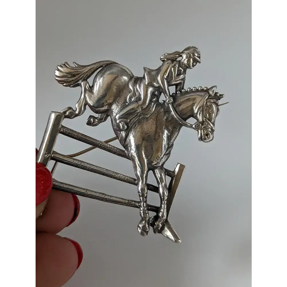 Silver Steed Triple Bar Jump, Show Jumping Brooch / Stock Tie Pin Brooches