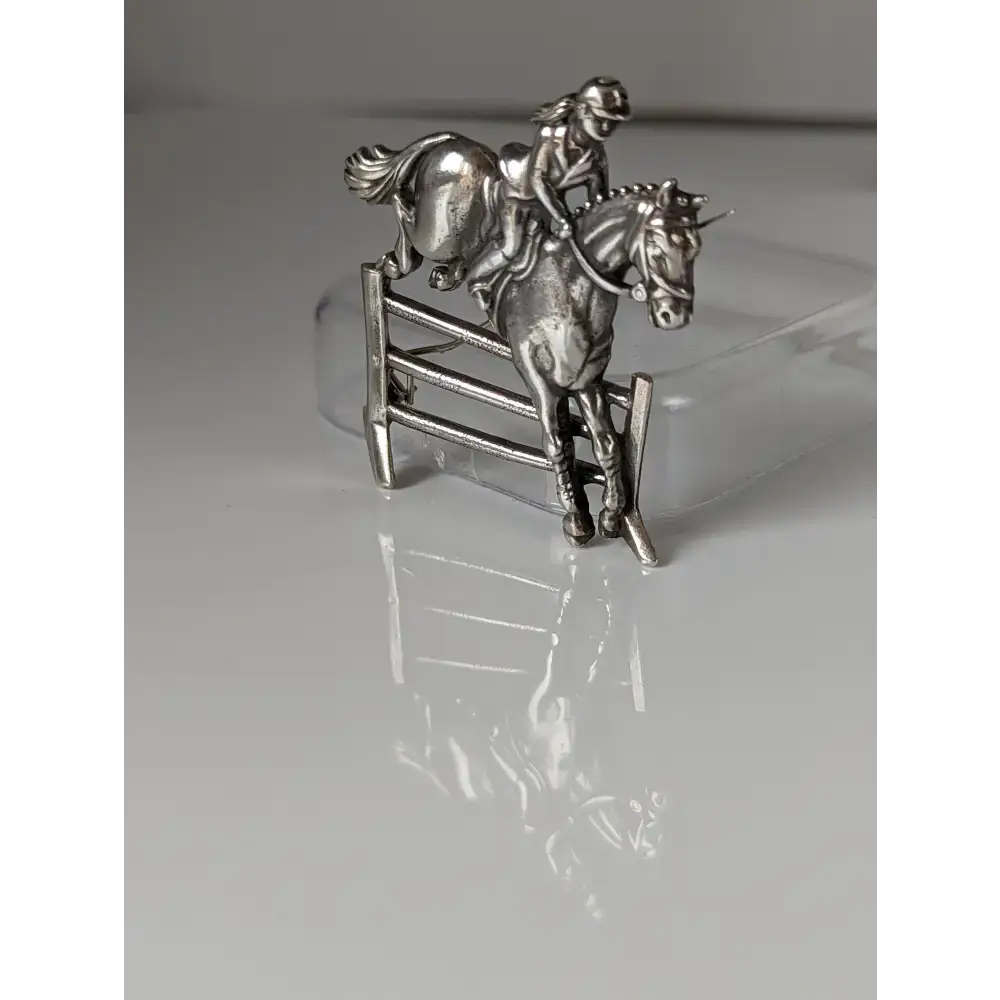 Silver Steed Triple Bar Jump, Show Jumping Brooch / Stock Tie Pin Brooches