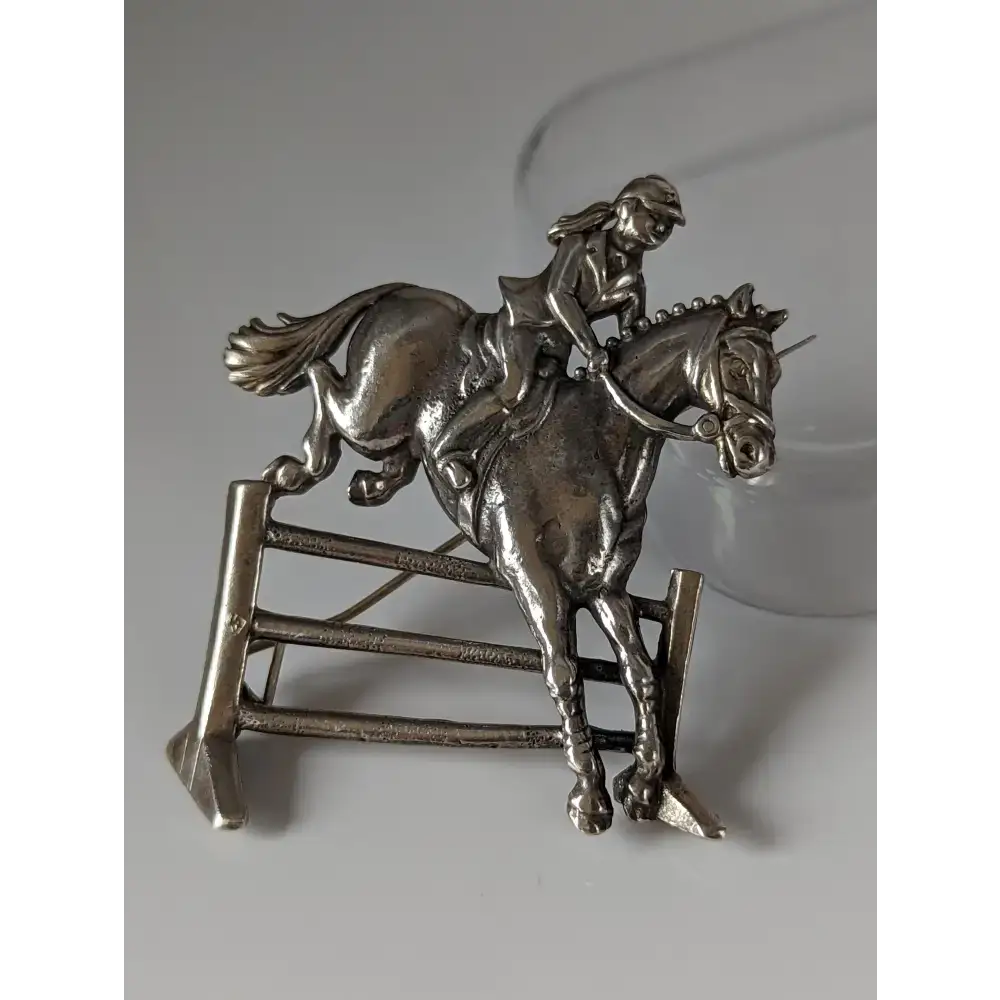 Silver Steed Triple Bar Jump, Show Jumping Brooch / Stock Tie Pin Brooches