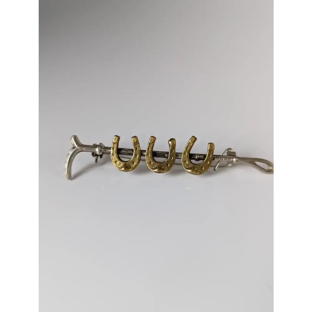 Silver Steed Triple Shoe & Cane Brooch / Stock Tie Pin Standard Brooches