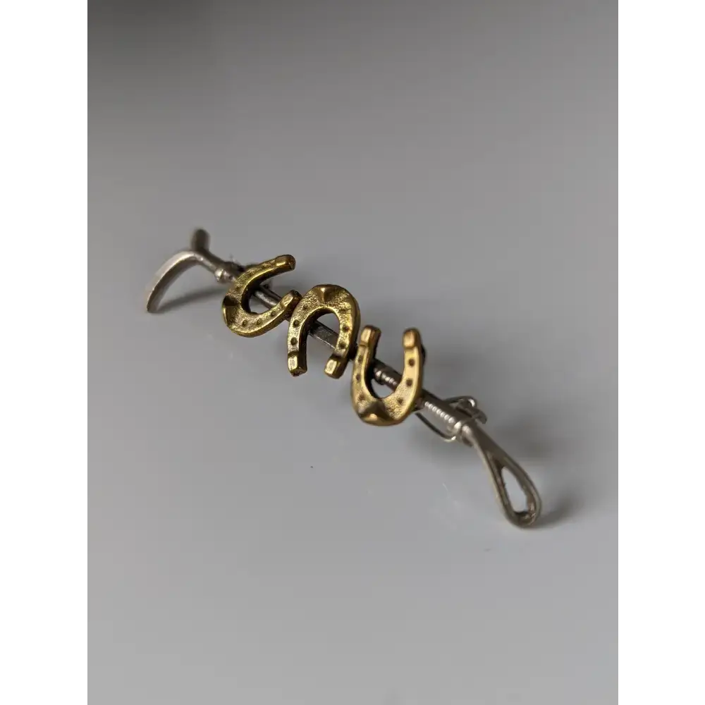 Silver Steed Triple Shoe & Cane Brooch / Stock Tie Pin Reverse Brooches