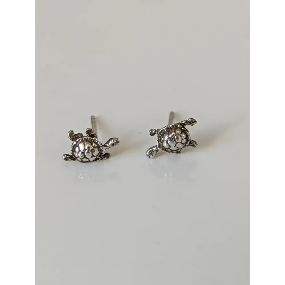 Silver Steed Turtle Stud Earrings Earrings
