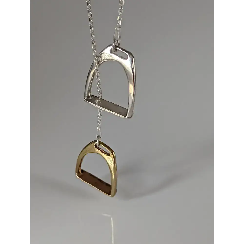 Silver Steed Two Stirrups Necklace Silver version 16" Thread Through Necklaces