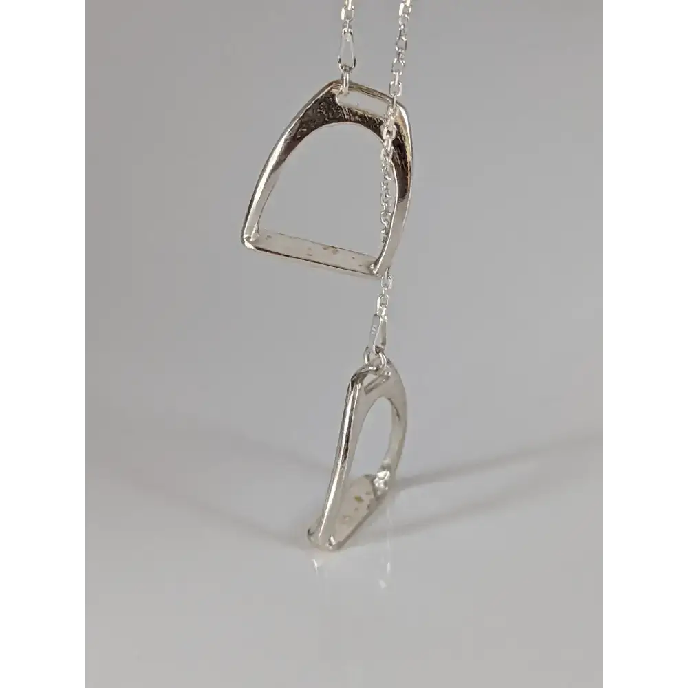 Silver Steed Two Stirrups Necklace Silver version 16" Thread Through Necklaces