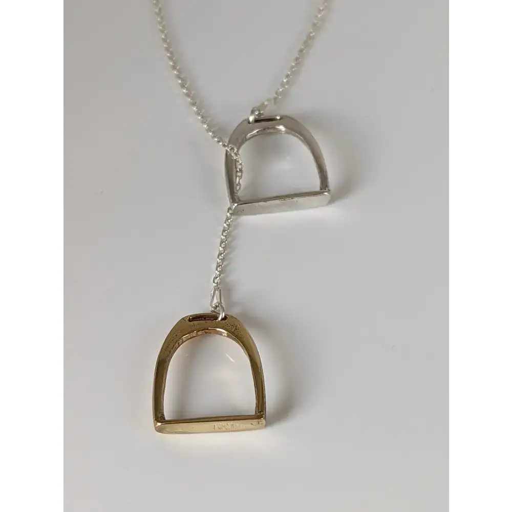 Silver Steed Two Stirrups Necklace Silver version 16" Thread Through Necklaces