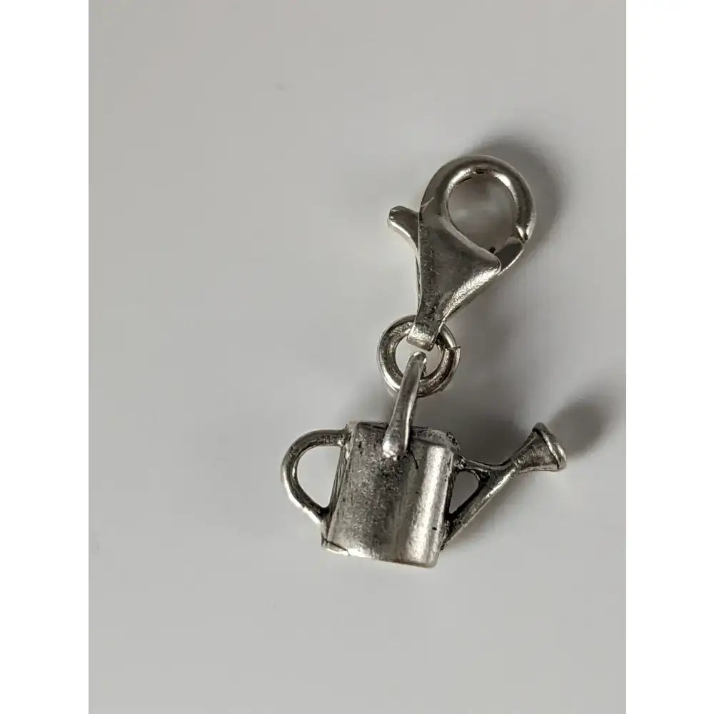 Silver steed watering can charm in sterling silver with clasp attachment perfect for equestrian jewelry fans