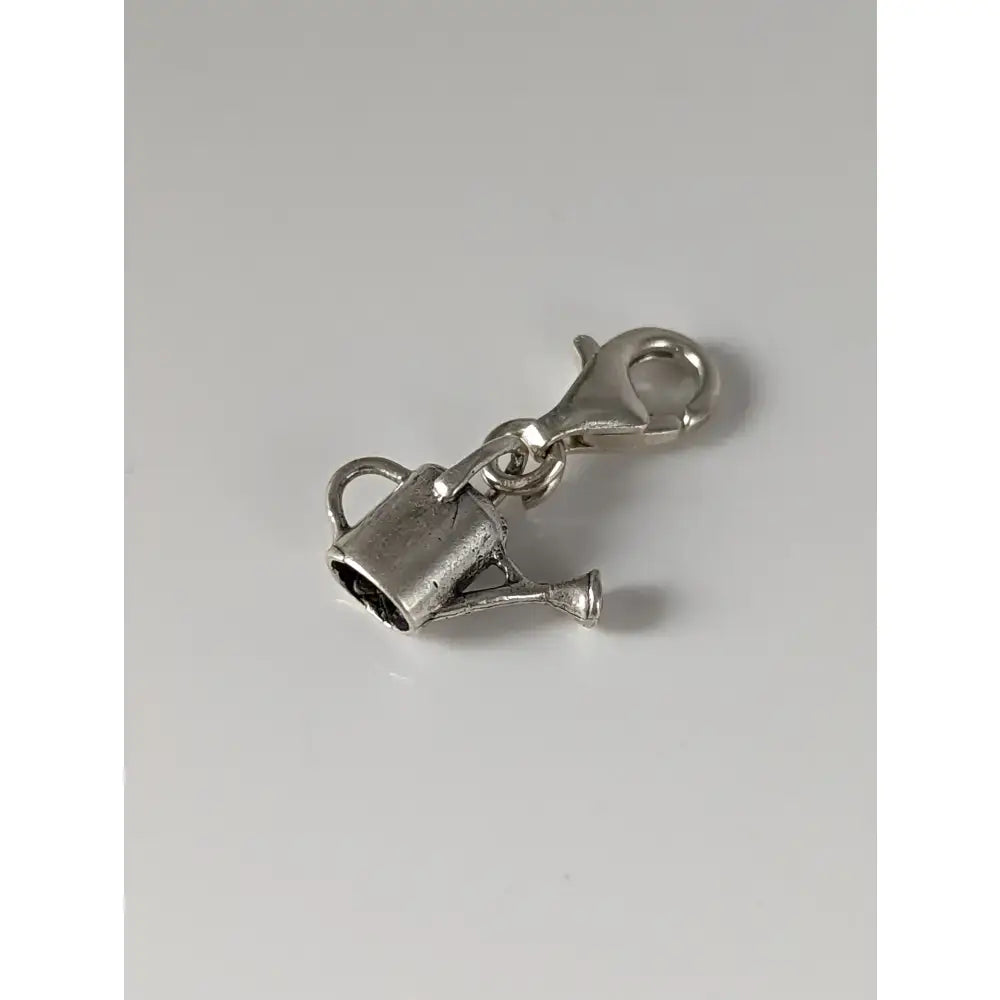 Silver steed watering can sterling silver charm with clasp attachment for equestrian jewelry collection