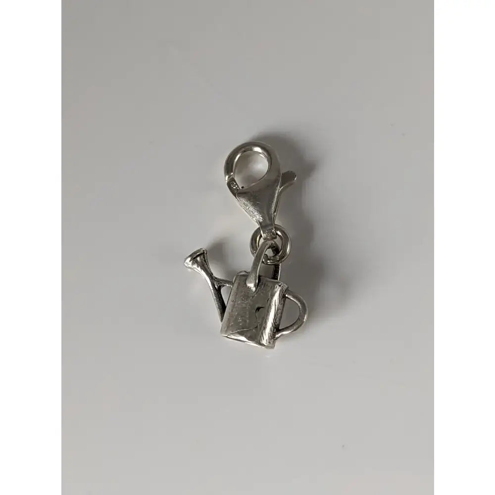 Silver steed watering can charm in silver-toned metal with clasp attachment perfect for sterling silver equestrian jewelry