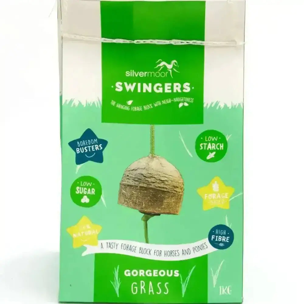 Silvermoor swingers horse boredom busting hay block treat textured brown swingers horse treats for horses and ponies