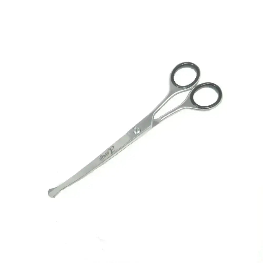Silver smart grooming 6 inch curved safety scissors with black rimmed handles perfect for fiddly bits trimming