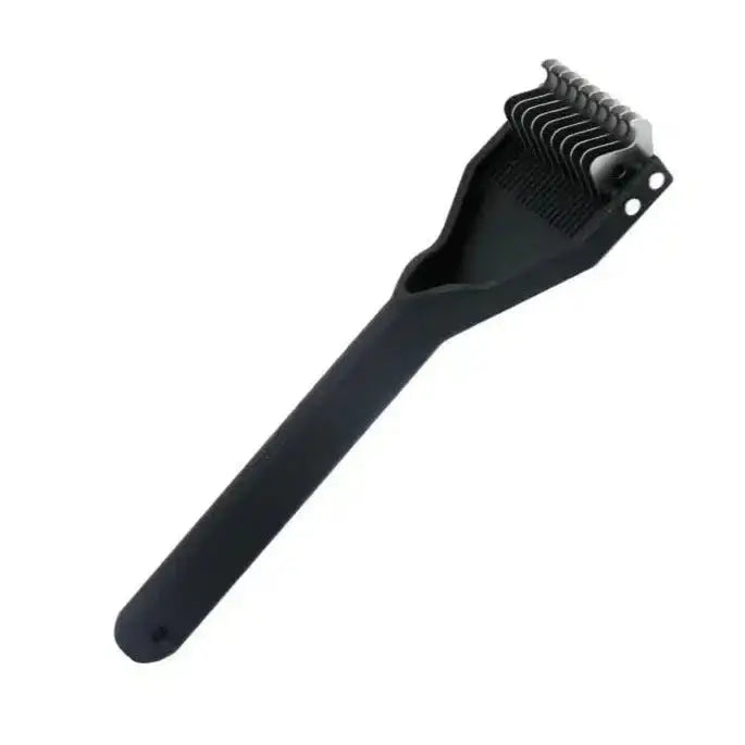 Black plastic smart tails standard mane & tail thinning rack with multiple metal teeth for pet grooming