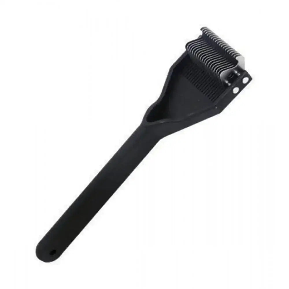 Black plastic smart tails standard tail thinning rack with long handle and metal blades for mane grooming
