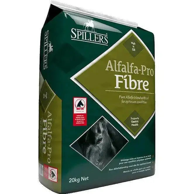 Green and gold spillers alfalfa-pro fibre feed bag with horse image for calorie restricted diet and overweight horses