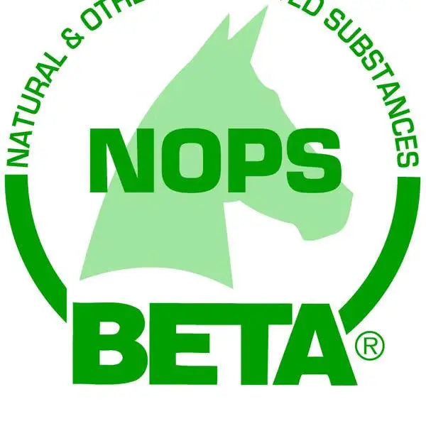 Green logo with stylized horse head and nops beta text for spillers spearmint horse treats natural spearmint blend