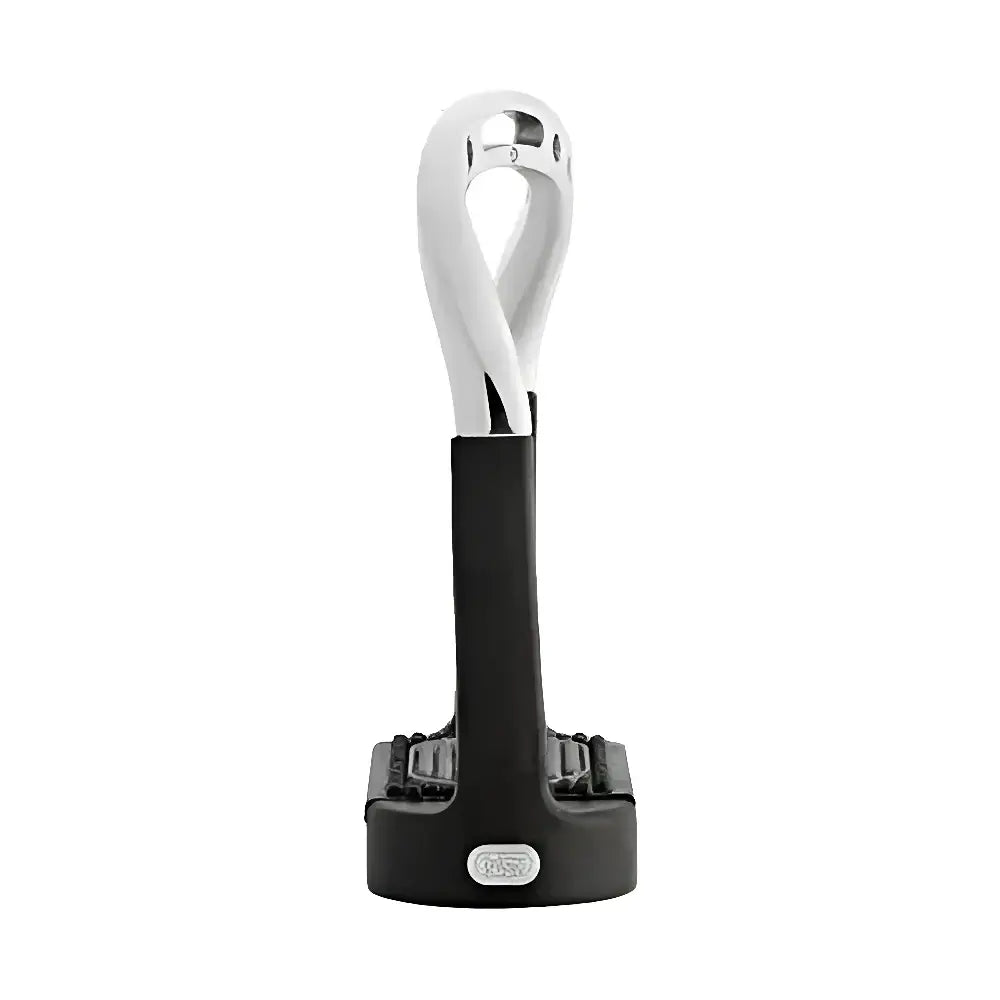 White and black sprenger flexicite stirrups with a sleek modern design and jointed stirrups for comfortable riding