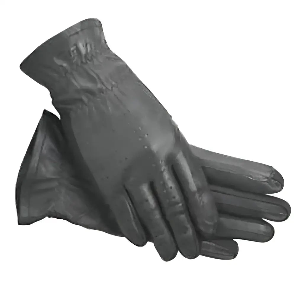 Black leather riding gloves with smooth glossy finish and reinforced stitching ssg pro goatskin style