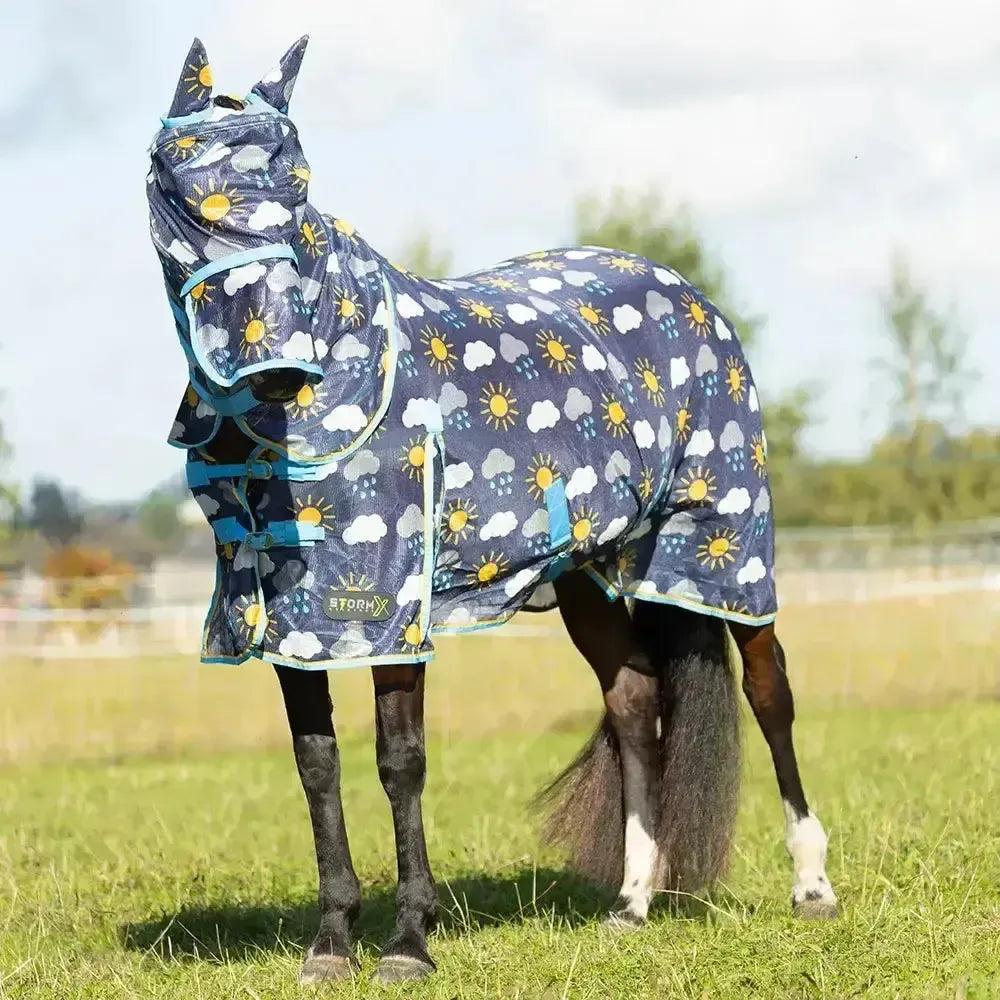 StormX Original Come Rain or Shine Combi Fly Rug Navy/Blue/Yellow 4'0" Fly Rugs