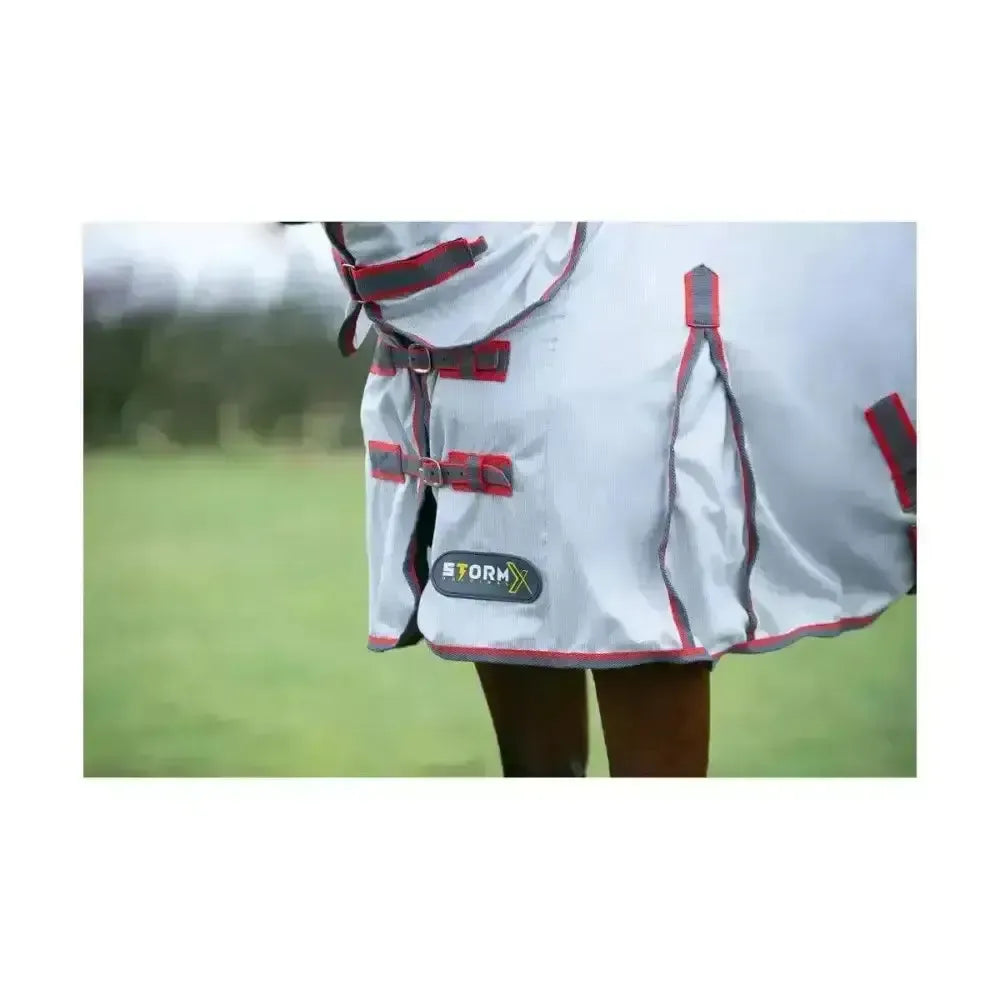 StormX Original Protect Full Neck Fly Rug White /grey / Red 4'6" Fly Rugs