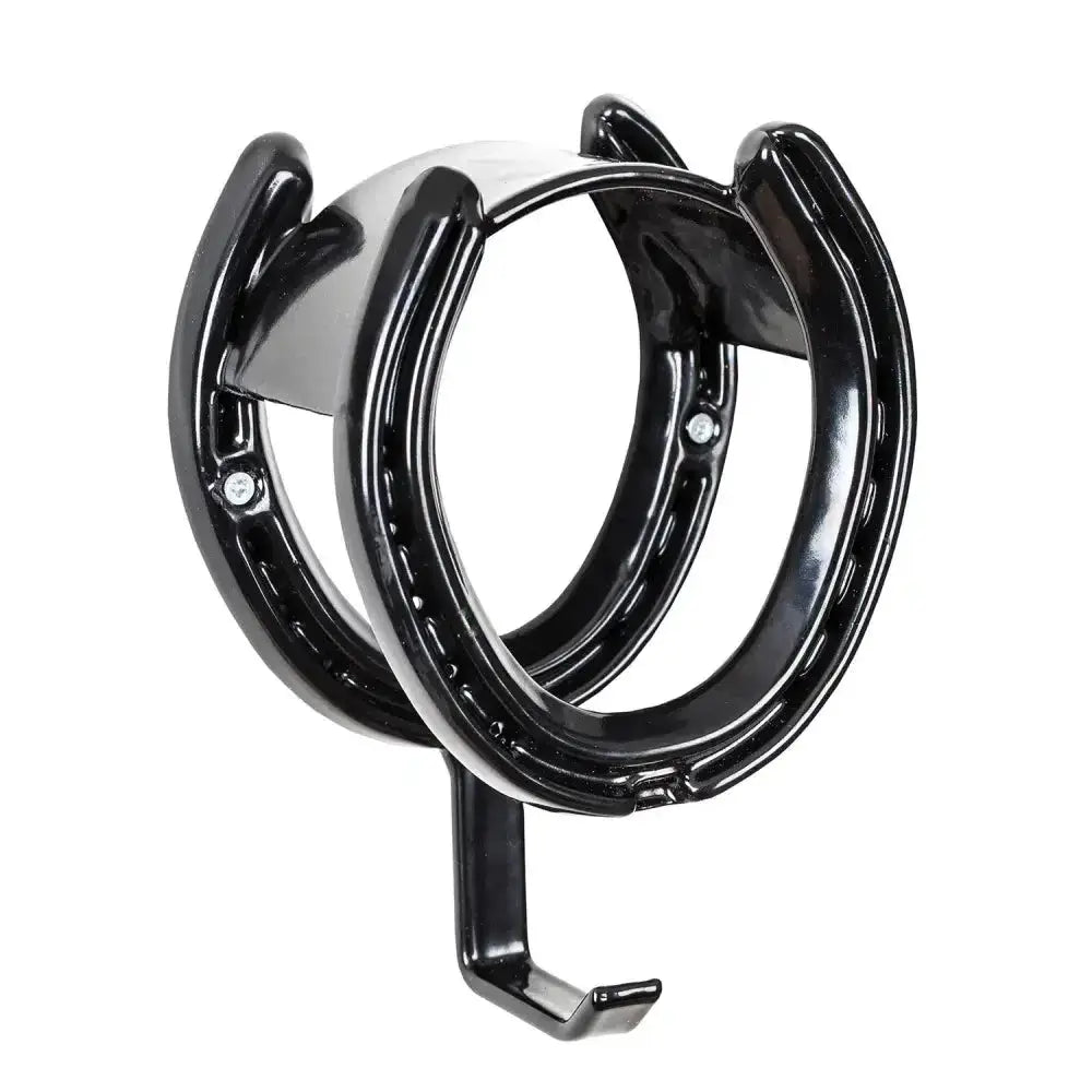 Stubbs bridle king black metal horseshoe wall hook with glossy finish and decorative nails offers stunning style