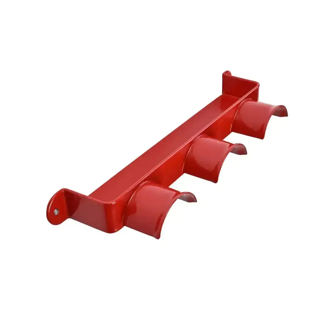 Red metal wall-mounted strong steel stubbs bridle shelfie s5520 coat rack with three curved hooks